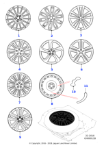 Alloy Wheel - 20" Style 5036, 5 split-spoke, Gloss Sparkle Silver