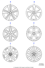 Alloy Wheel - 20" Style 5040, 5 split-spoke, Gloss Black Diamond Turned finish, Rear, Pre 21MY