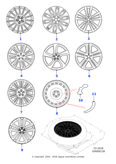 Alloy Wheel - 20" Style 5036, 5 split-spoke, Gloss Sparkle Silver