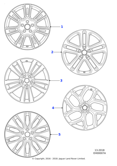 Alloy Wheel - 18" Style 5029, 5 split-spoke, Mid Silver Diamond Turned finish, Front
